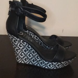 G by Guess open toe sandal wedges